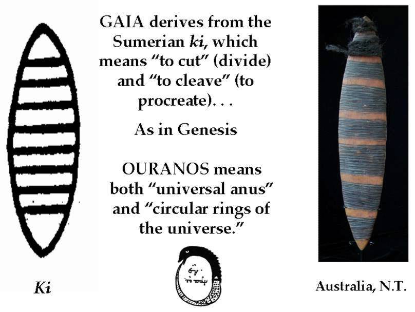 Slide 21 — Gaia castrating Ouranos with obsidian blade