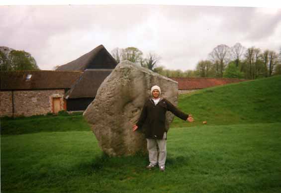 Heart stone at Avebury with town visible in background