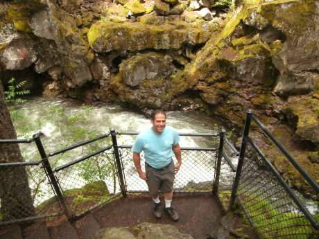 View into a narrow Oregon river gorge